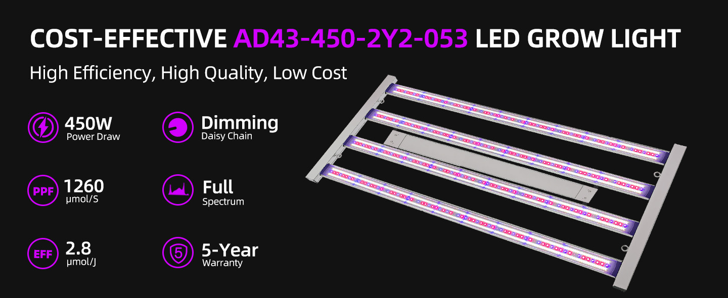 450W+UV+IR 4x2ft Grow Light-AD43-450-2Y2-053
