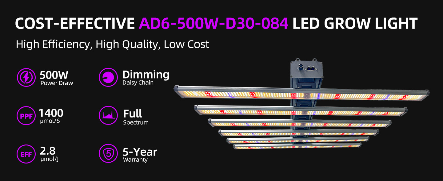 500W 3x3ft Detachable LED Grow Light-AD6-500W-D30-084